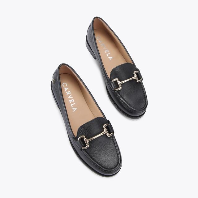 Carvela By Kurt Geiger SNAP Black Leather Slip On Loafers By CARVELA COMFORT