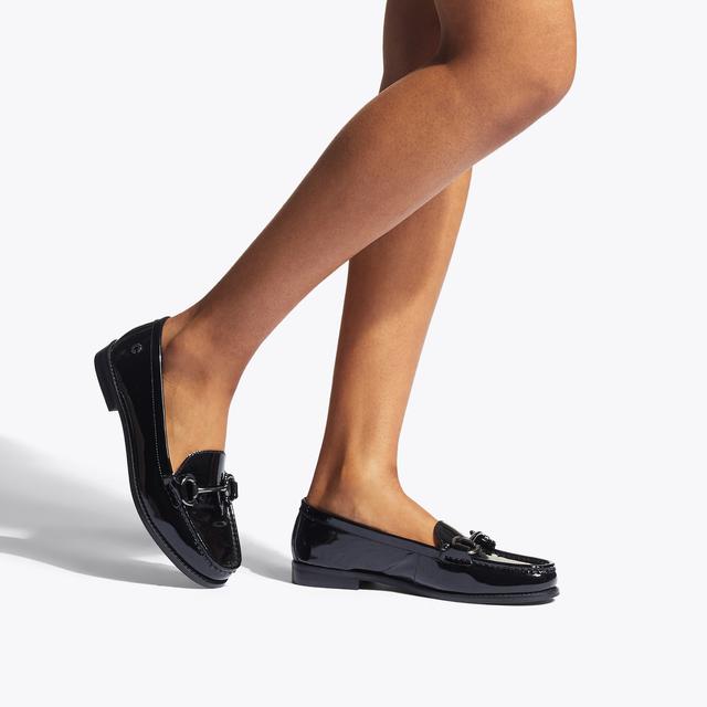 Carvela By Kurt Geiger SNAP Patent Black Leather Slip On Loafers By CARVELA COMFORT