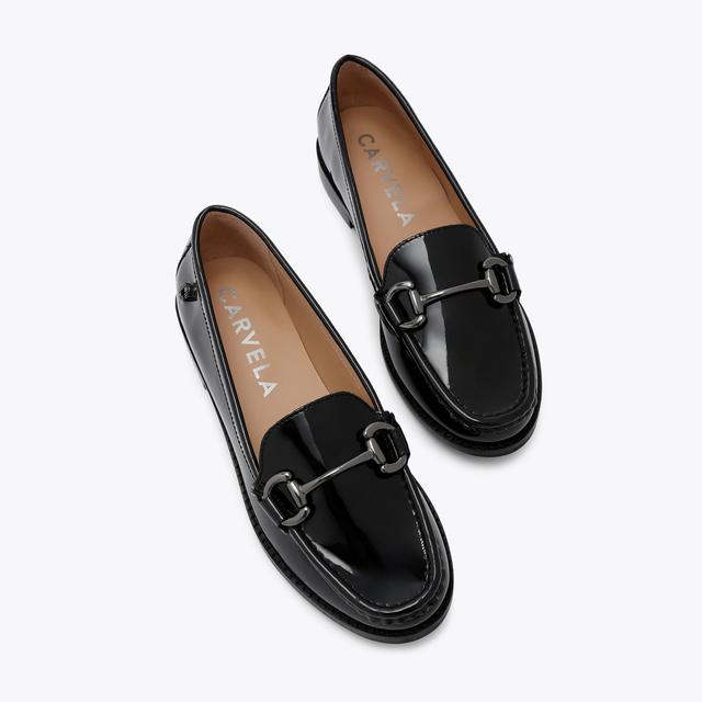 Carvela By Kurt Geiger SNAP Patent Black Leather Slip On Loafers By CARVELA COMFORT