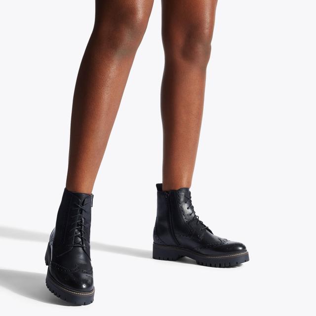 Carvela By Kurt Geiger SOFIA Black Brogue Lace Up Ankle Boots By KG KURT GEIGER