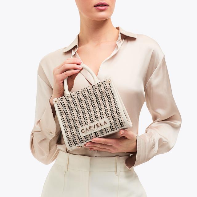 Carvela By Kurt Geiger SORRENTO MICRO TOTE Woven Fabric Cross Body Tote Bag By CARVELA