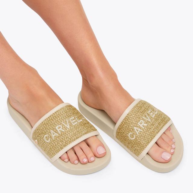 Carvela By Kurt Geiger SORRENTO SLIDER Beige Woven Slip On Sandal By CARVELA