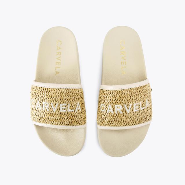Carvela By Kurt Geiger SORRENTO SLIDER Beige Woven Slip On Sandal By CARVELA