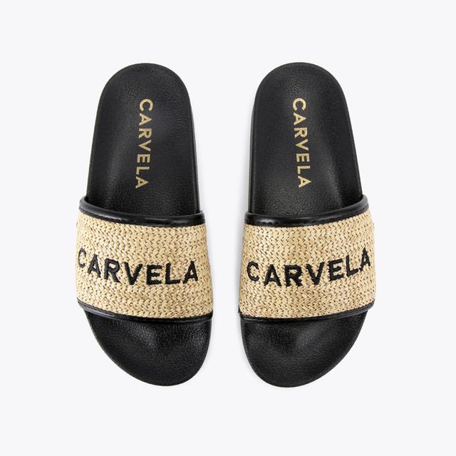 Carvela By Kurt Geiger SORRENTO SLIDER Black Raffia Slide On Sandal By CARVELA