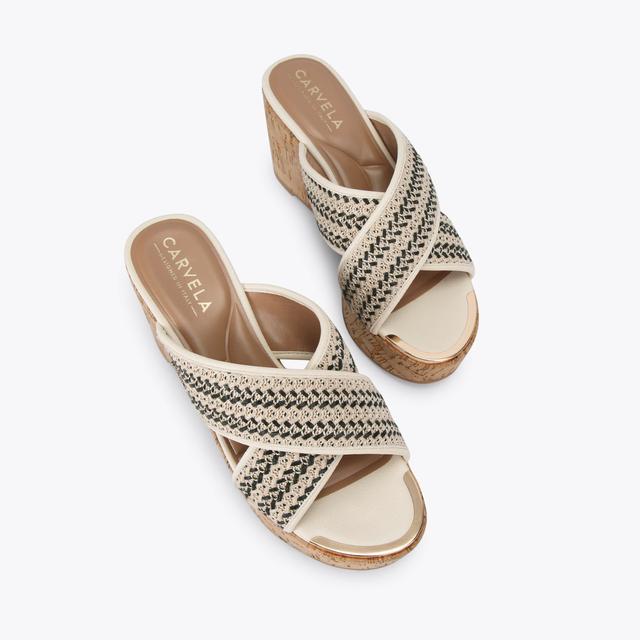 Carvela By Kurt Geiger SORRENTO WEDGE MULE Bone Black Wedge Heel By CARVELA