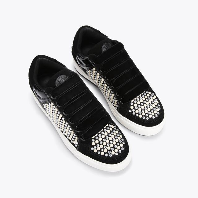 Carvela By Kurt Geiger SOUTHBANK Black Crystal Low Top Sneaker By KURT GEIGER LONDON