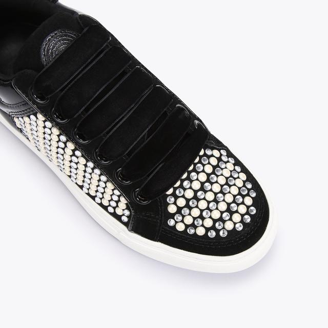 Carvela By Kurt Geiger SOUTHBANK Black Crystal Low Top Sneaker By KURT GEIGER LONDON