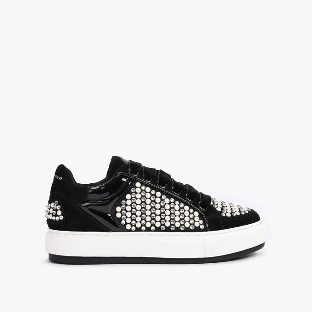 carvela by kurt geiger SOUTHBANK Black Crystal Low Top Sneaker by KURT GEIGER LONDON