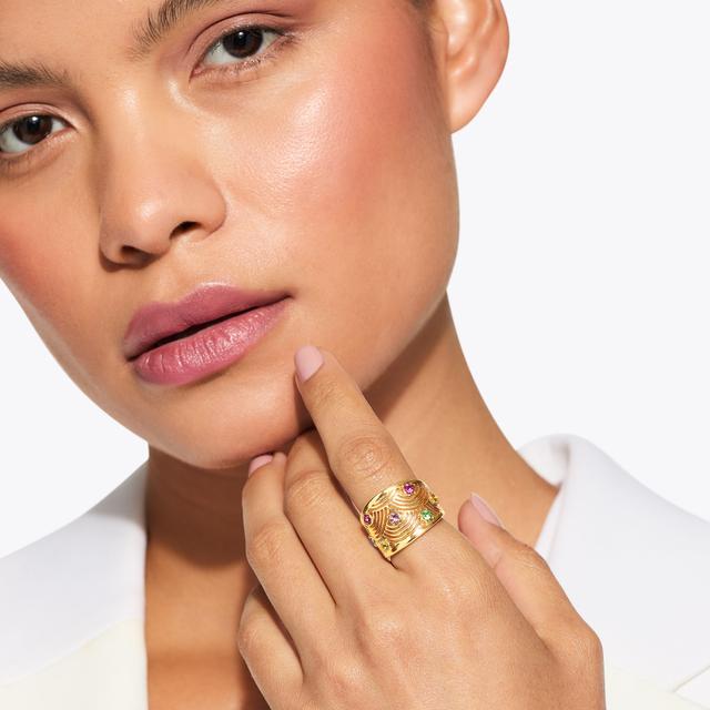 Carvela By Kurt Geiger SOUTHBANK CUT OUT RING Gold Wide Ring By KURT GEIGER LONDON