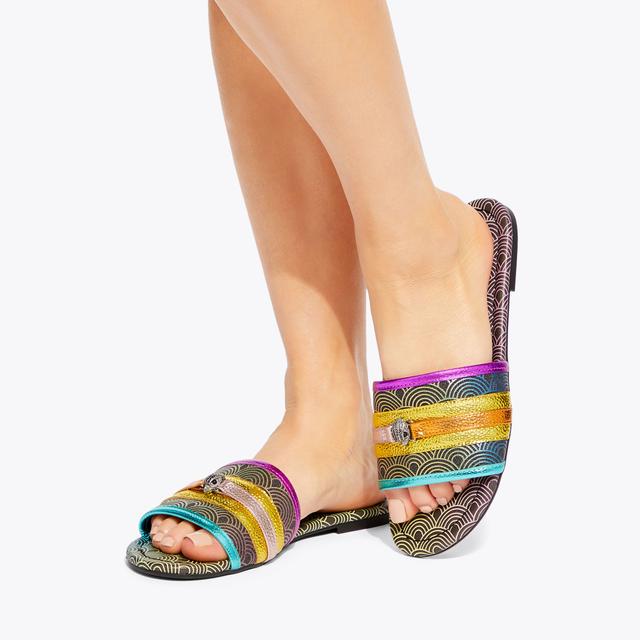 Carvela By Kurt Geiger SOUTHBANK FLAT SANDAL Black Rainbow Sandals By KURT GEIGER LONDON