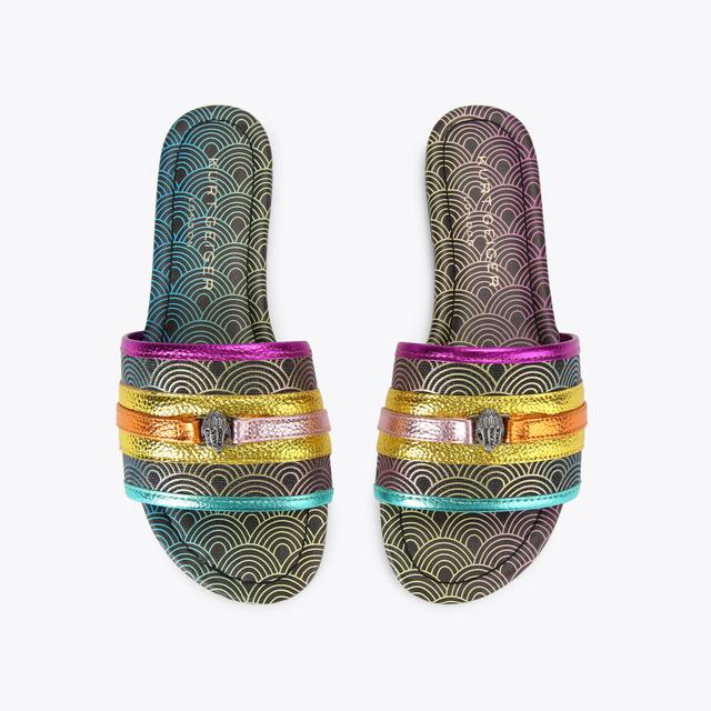 Carvela By Kurt Geiger SOUTHBANK FLAT SANDAL Black Rainbow Sandals By KURT GEIGER LONDON