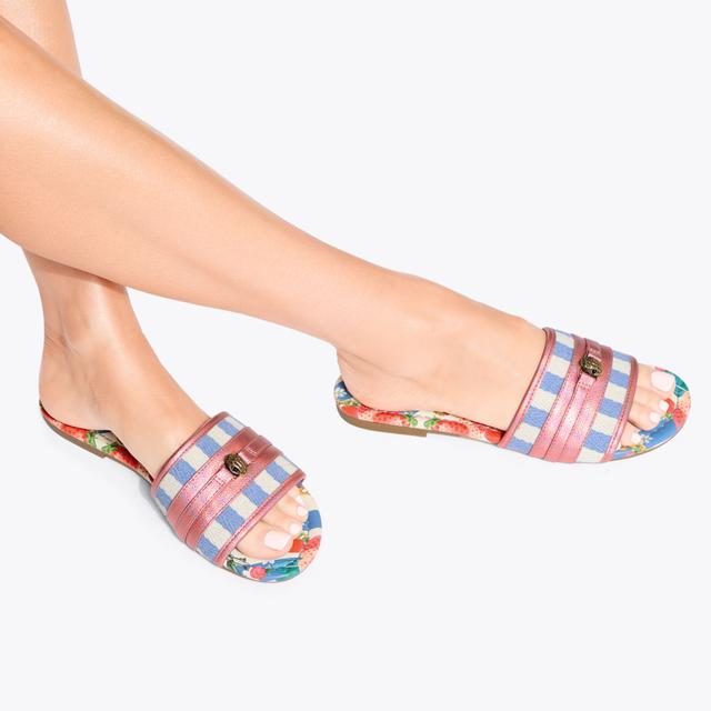 Carvela By Kurt Geiger SOUTHBANK FLAT SANDAL Blue Rattan Fabric Sandal By KURT GEIGER LONDON