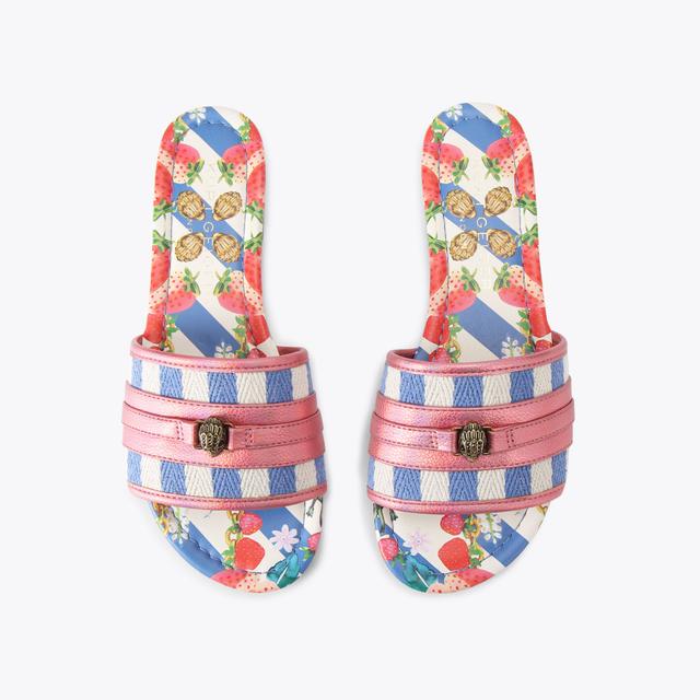 Carvela By Kurt Geiger SOUTHBANK FLAT SANDAL Blue Rattan Fabric Sandal By KURT GEIGER LONDON