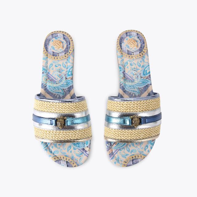 Carvela By Kurt Geiger SOUTHBANK FLAT SANDAL Blue Striped Canvas Sandal By KURT GEIGER LONDON