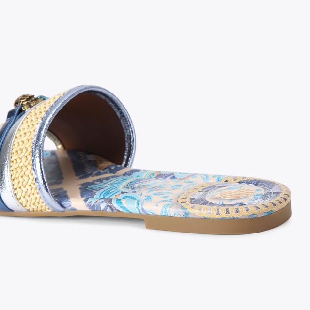 Carvela By Kurt Geiger SOUTHBANK FLAT SANDAL Blue Striped Canvas Sandal By KURT GEIGER LONDON