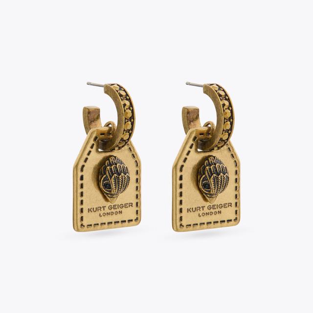 Carvela By Kurt Geiger SOUTHBANK TAG HUGGIES Antiqued Brass Luggage Tag Earring By KURT GEIGER LONDON