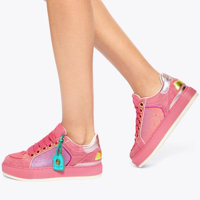 Carvela By Kurt Geiger SOUTHBANK TAG Pink Suede Tag Sneaker By KURT GEIGER LONDON