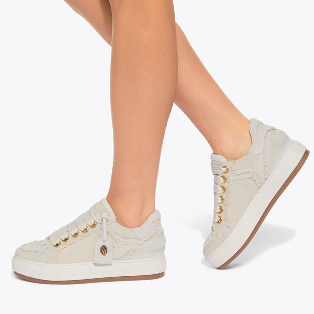 Carvela By Kurt Geiger SOUTHBANK TAG White Denim Frayed Sneaker By KURT GEIGER LONDON