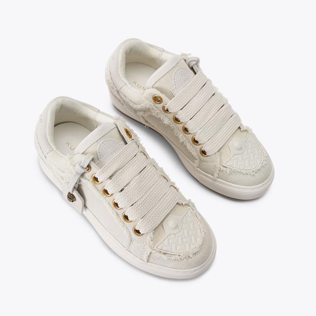 Carvela By Kurt Geiger SOUTHBANK TAG White Denim Frayed Sneaker By KURT GEIGER LONDON