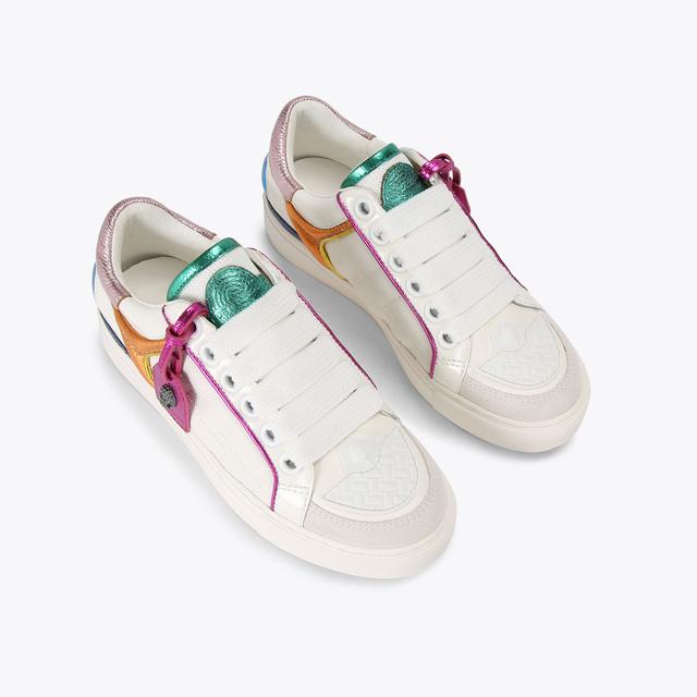 Carvela By Kurt Geiger SOUTHBANK TAG White Leather Metallic Sneaker By KURT GEIGER LONDON