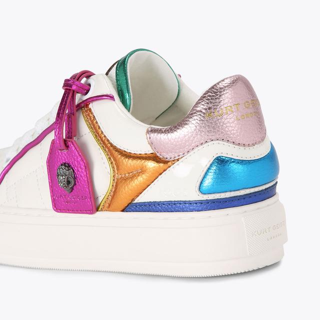 Carvela By Kurt Geiger SOUTHBANK TAG White Leather Metallic Sneaker By KURT GEIGER LONDON