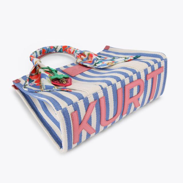 Carvela By Kurt Geiger SOUTHBANK TOTE Blue Bone Striped Canvas Tote Bag By KURT GEIGER LONDON