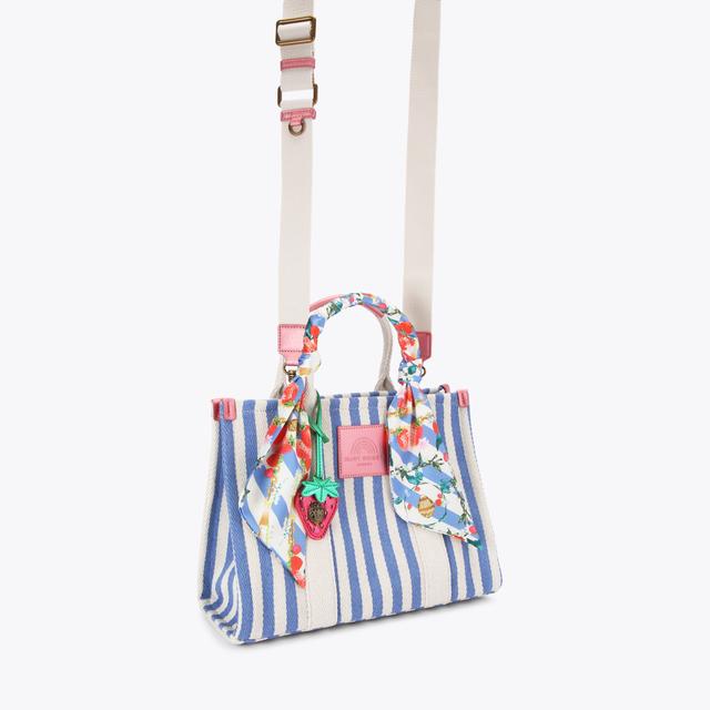 Carvela By Kurt Geiger SOUTHBANK TOTE Blue Bone Striped Canvas Tote Bag By KURT GEIGER LONDON