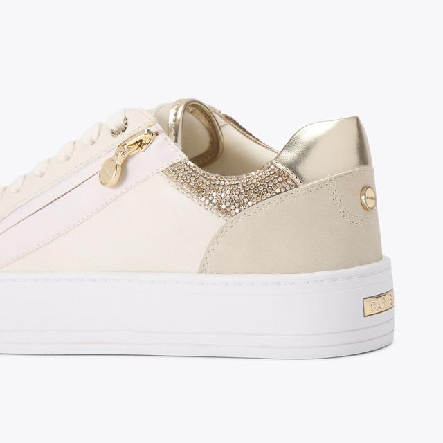 Carvela By Kurt Geiger STATEMENT ZIP Beige Lace Up Sneaker By CARVELA