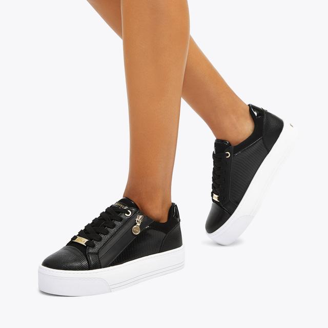 Carvela By Kurt Geiger STATEMENT ZIP Black Lizard Trainer By CARVELA