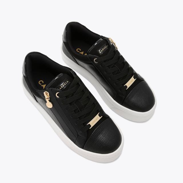 Carvela By Kurt Geiger STATEMENT ZIP Black Lizard Trainer By CARVELA