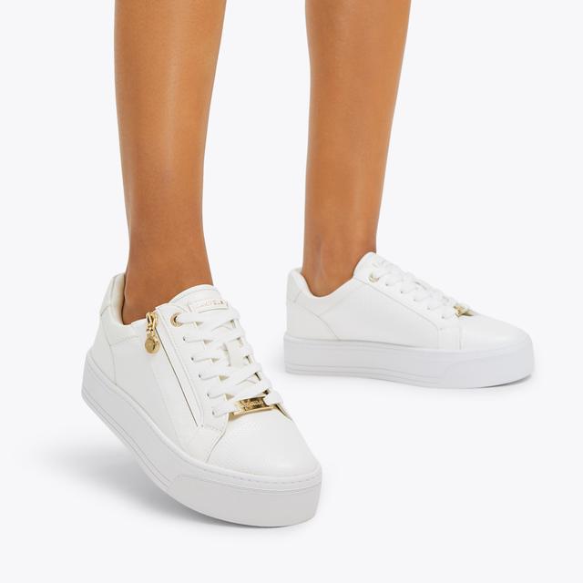 Carvela By Kurt Geiger STATEMENT ZIP White Lizard Trainer By CARVELA