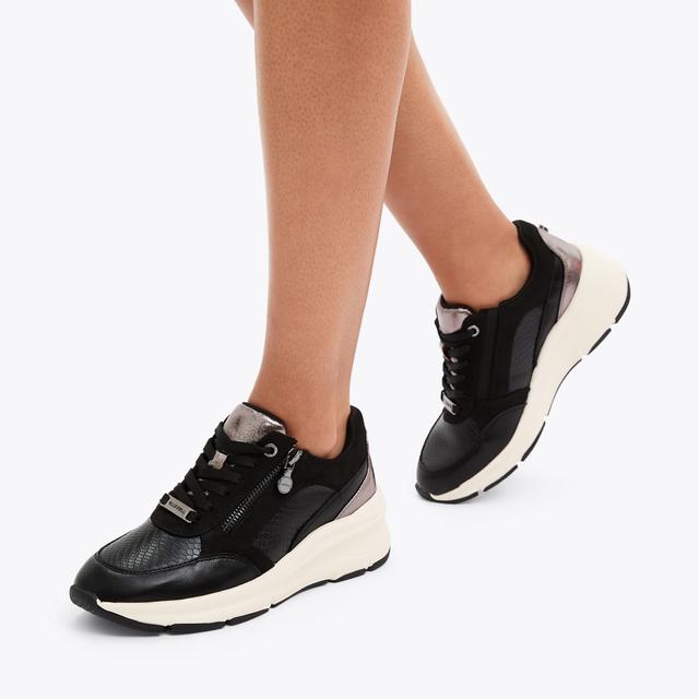 Carvela By Kurt Geiger STRIDE ZIP SNEAKER Black Lace Up Sneaker By CARVELA