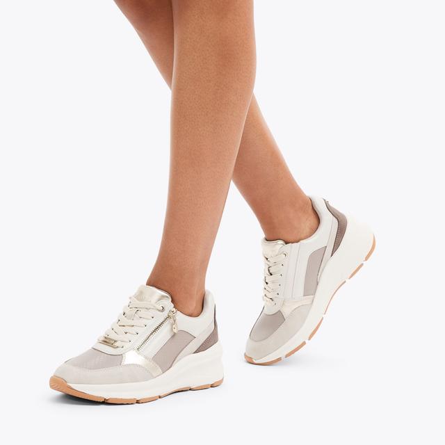 Carvela By Kurt Geiger STRIDE ZIP SNEAKER Taupe Combination Trainer By CARVELA
