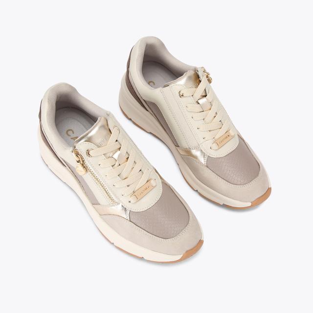 Carvela By Kurt Geiger STRIDE ZIP SNEAKER Taupe Combination Trainer By CARVELA