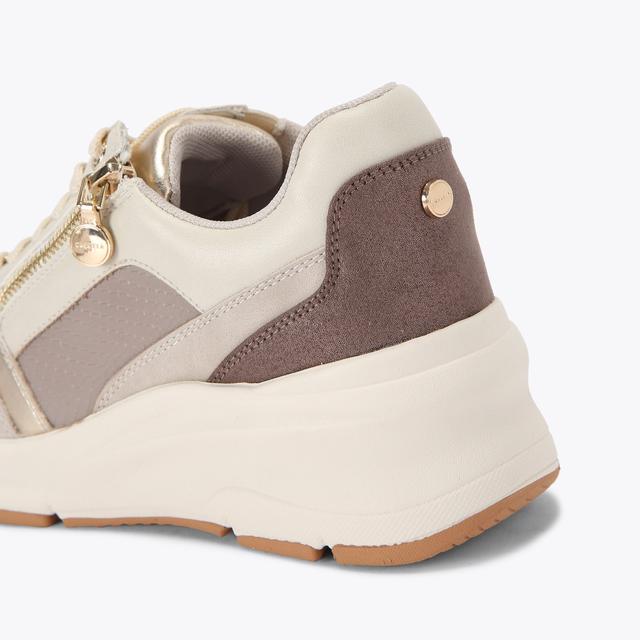 Carvela By Kurt Geiger STRIDE ZIP SNEAKER Taupe Combination Trainer By CARVELA