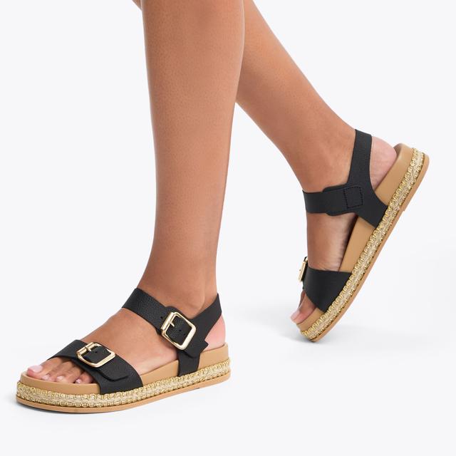 Carvela By Kurt Geiger SUN DOWN Black Leather Sandals By CARVELA COMFORT