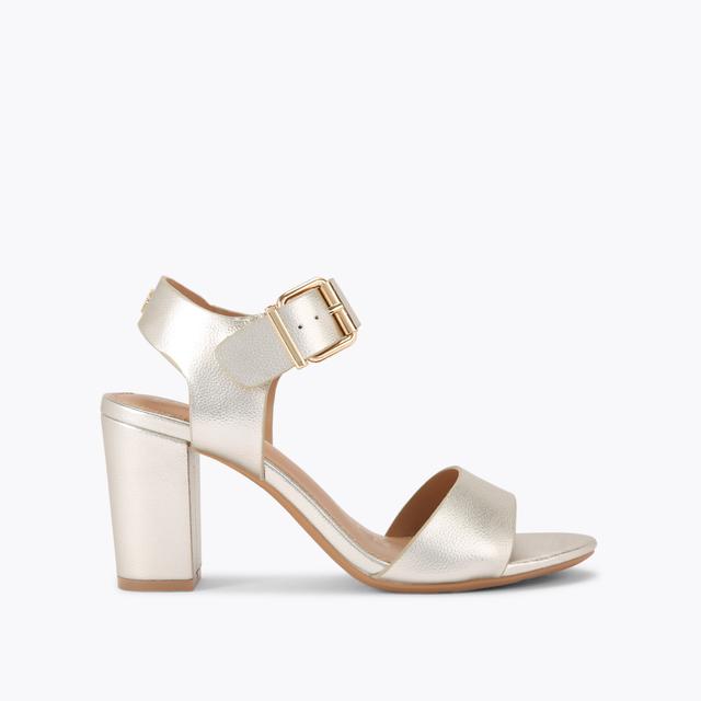 carvela by kurt geiger SUTTON Gold Block Heel Sandal by KG KURT GEIGER