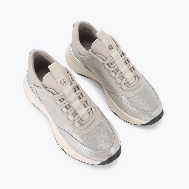 Carvela By Kurt Geiger SWIFT RUNNER Silver Metallic Lace Up Trainer By CARVELA