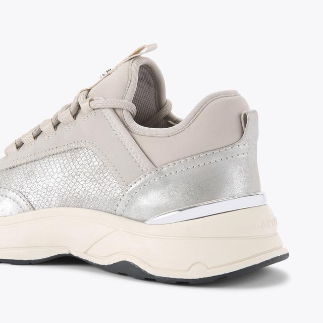 Carvela By Kurt Geiger SWIFT RUNNER Silver Metallic Lace Up Trainer By CARVELA