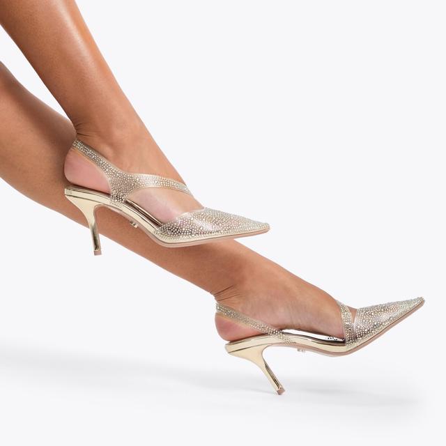 Carvela By Kurt Geiger SYMMETRY COURT VINYL 80 Vinyl Gold Heel By CARVELA