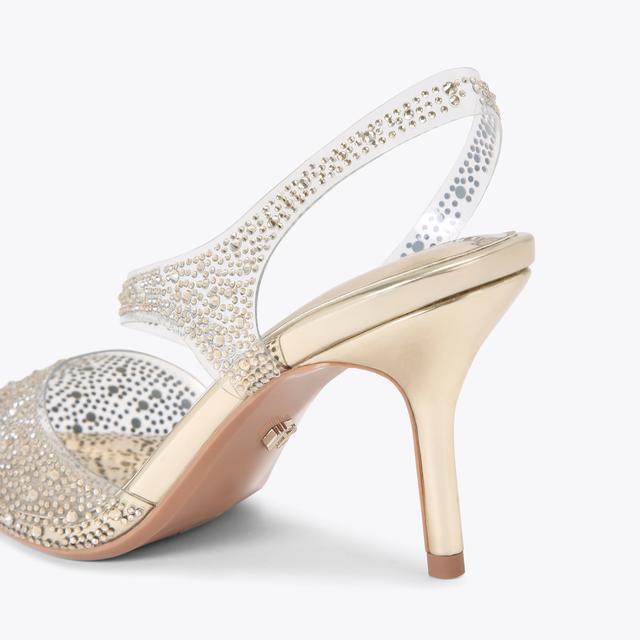 Carvela By Kurt Geiger SYMMETRY COURT VINYL 80 Vinyl Gold Heel By CARVELA