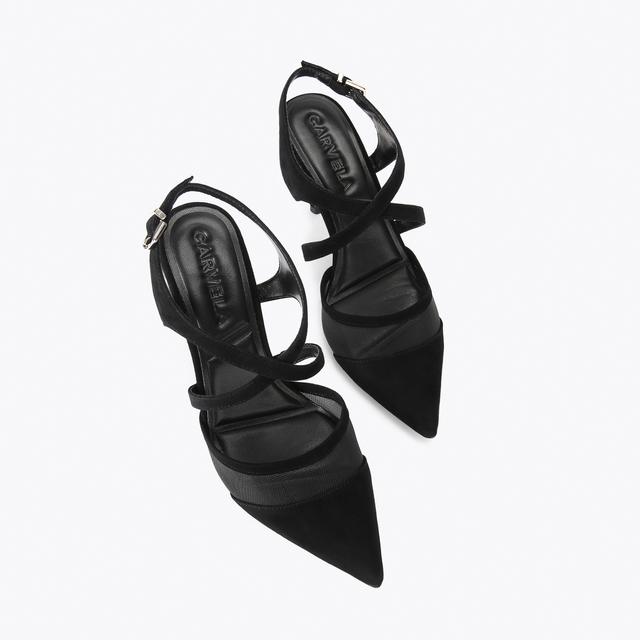 Carvela By Kurt Geiger SYMMETRY X STRAP 90 Black Suede Heels By CARVELA