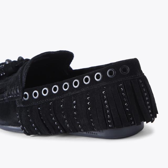 Carvela By Kurt Geiger TASSEL FRINGE MOCCASIN Black Suede Slip On Shoes By KURT GEIGER LONDON