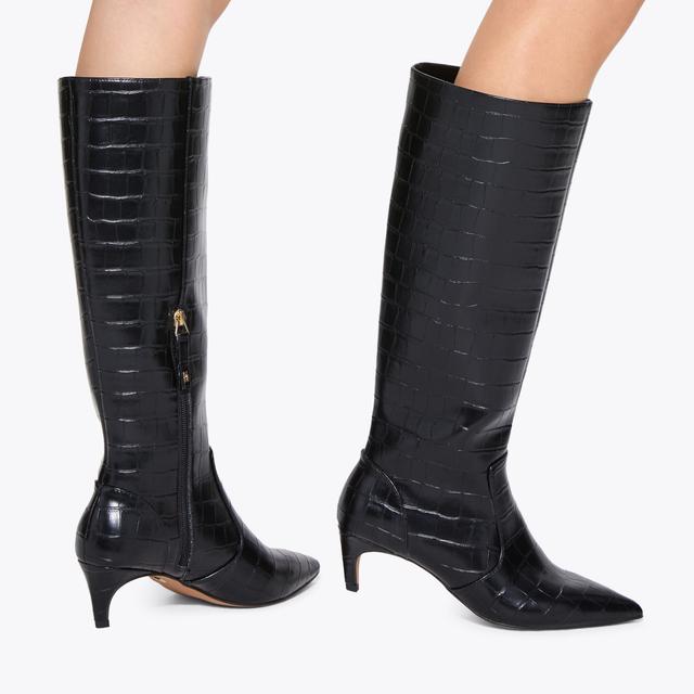 Carvela By Kurt Geiger TRACE HIGH LEG Black Croc Embossed Knee High Boot By KG KURT GEIGER