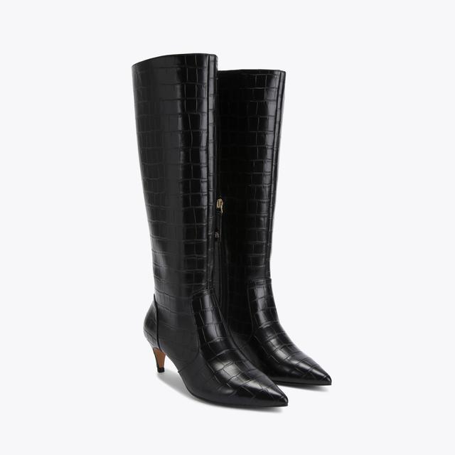Carvela By Kurt Geiger TRACE HIGH LEG Black Croc Embossed Knee High Boot By KG KURT GEIGER