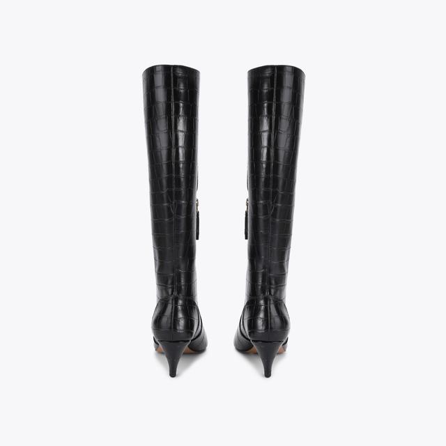 Carvela By Kurt Geiger TRACE HIGH LEG Black Croc Embossed Knee High Boot By KG KURT GEIGER