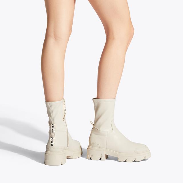 Carvela By Kurt Geiger TREKKER SOCK Cream Sock Boot By KG KURT GEIGER