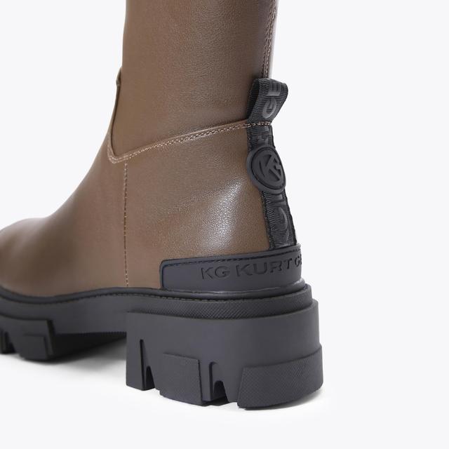 Carvela By Kurt Geiger TREKKER SOCK Khaki Patent Lace Up Chunky Boots By KG KURT GEIGER