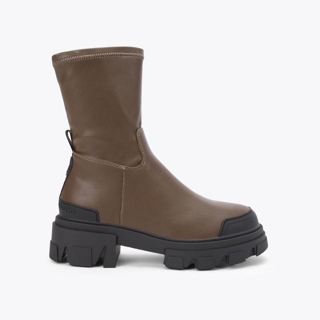 carvela by kurt geiger TREKKER SOCK Khaki Patent Lace Up Chunky Boots by KG KURT GEIGER