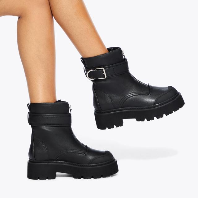 Carvela By Kurt Geiger TRICK ZIP Black Ankle Boot By KG KURT GEIGER